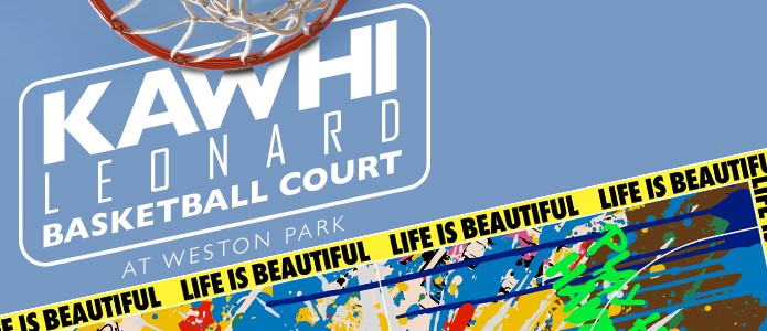 Kawhi Leonard Basketball Court at Weston Park banner.
