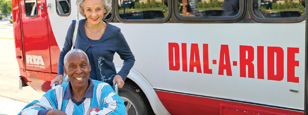 Dial-a-ride van and passengers.
