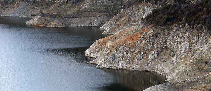 Low water level at a Southern Ca reservoir