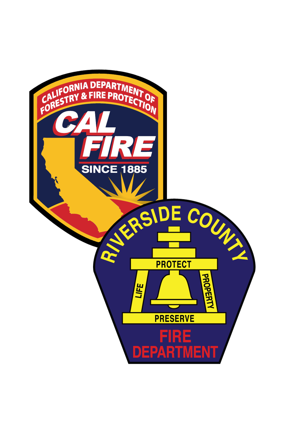 Cal Fire and Riverside County Fire Department logos